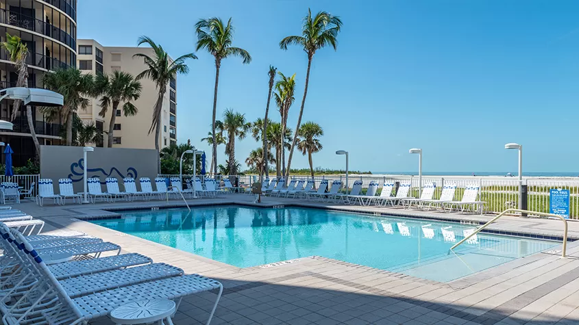 Beachfront heated swimming pool